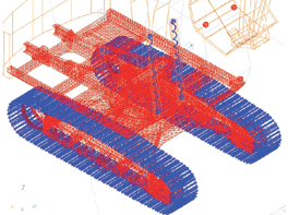 Tracked excavators have about 200 rigid-body parts
