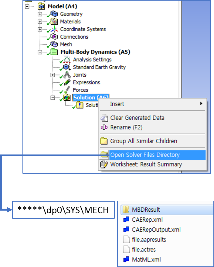 how to open result file folder from MBD for ANSYS - motion analysis result