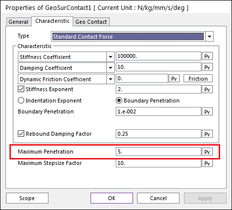 Contact - Maximum Penetration